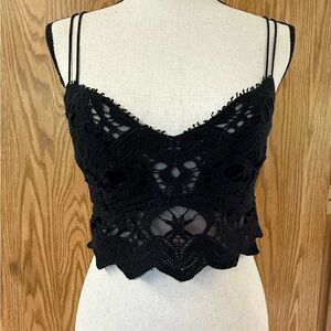 Free People Black Crochet Lace Bralette Size medium